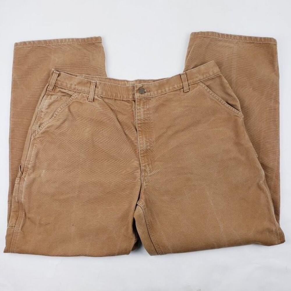 Carhartt B11 Washed Duck Work Dungaree Jeans Carpenter Style Brown Size 50 x 32 - Picture 4 of 8